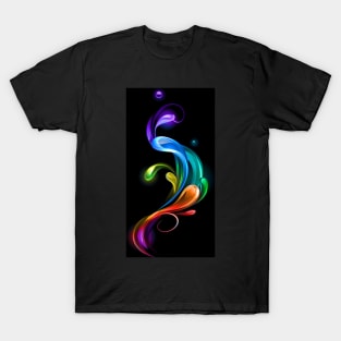 Rainbow drops on black background T-Shirt